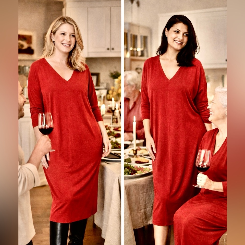 NWT,Bryn Walker Taylor Organic Bamboo Cotton Maxi Lounge Dress Rosehip US Size L